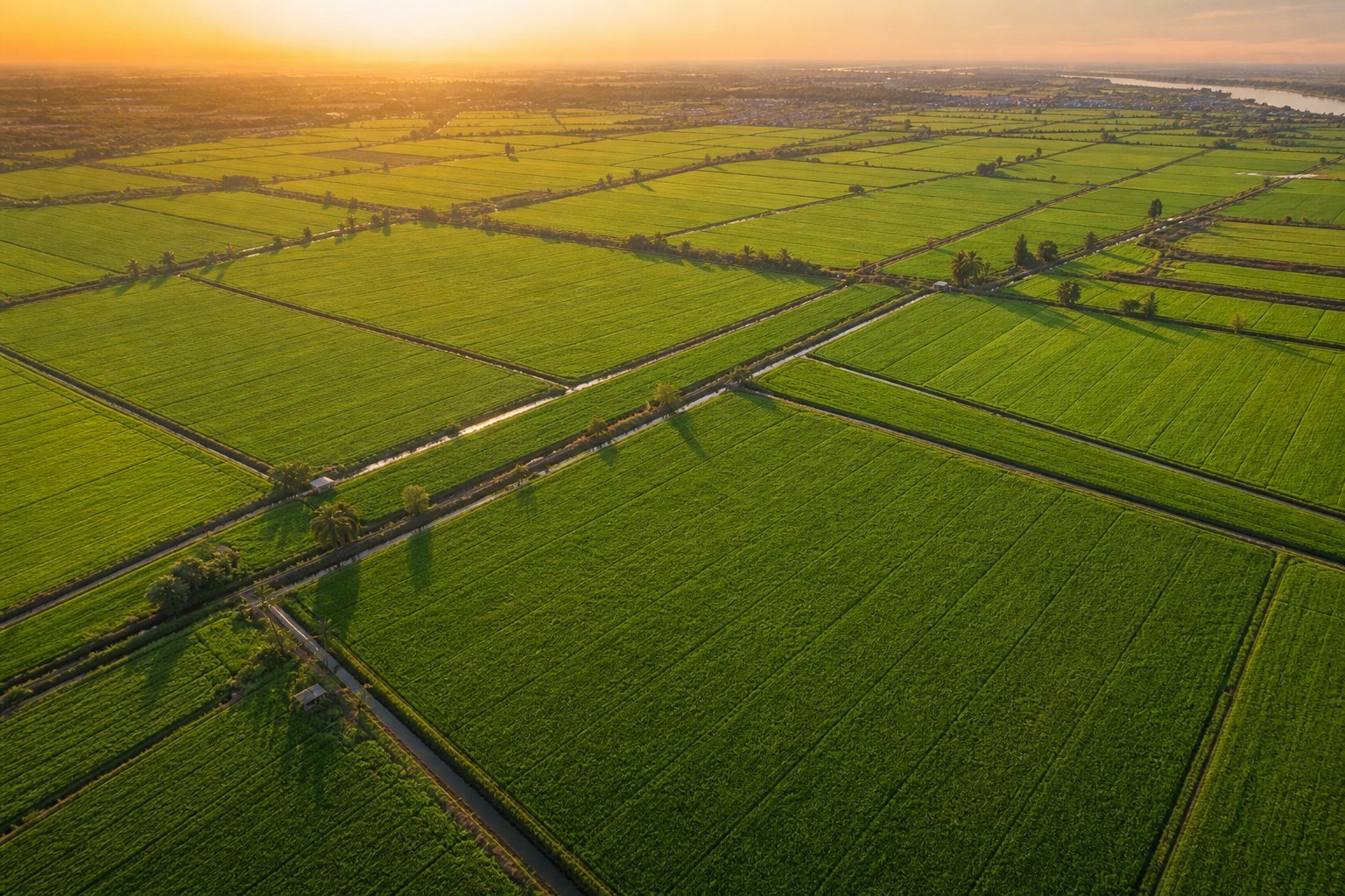 Aerial view of irrigated Egyptian farmland