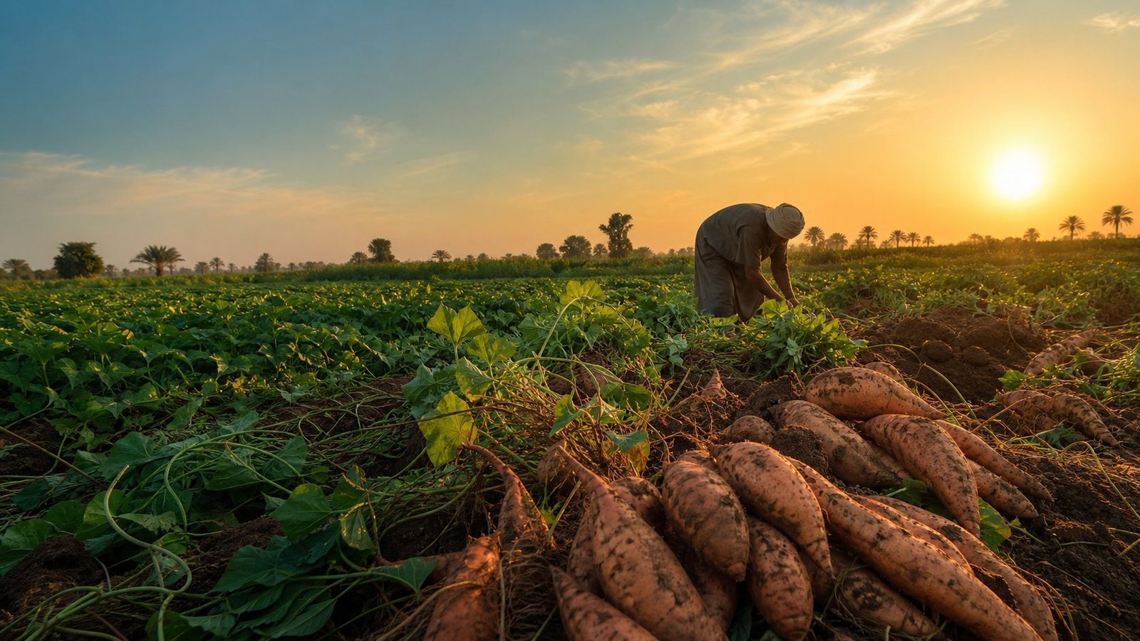 Fresh Egyptian sweet potatoes during the current Greenia Farm harvest